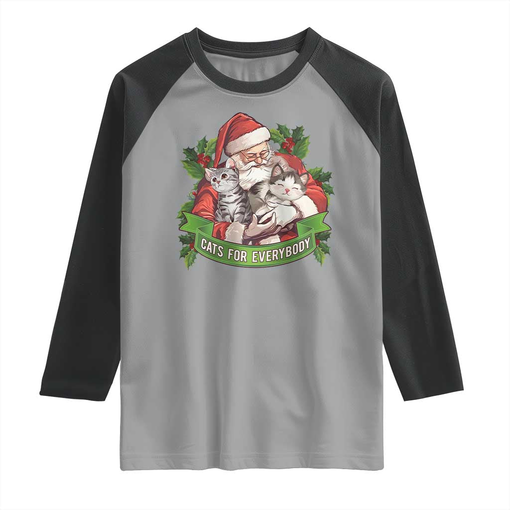 Christmas Cats Owner Raglan Shirt Cats For Everybody Vintage Santa Mistletoe TS11 Sport Gray Black Print Your Wear