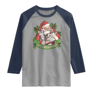Christmas Cats Owner Raglan Shirt Cats For Everybody Vintage Santa Mistletoe TS11 Sport Gray Navy Print Your Wear
