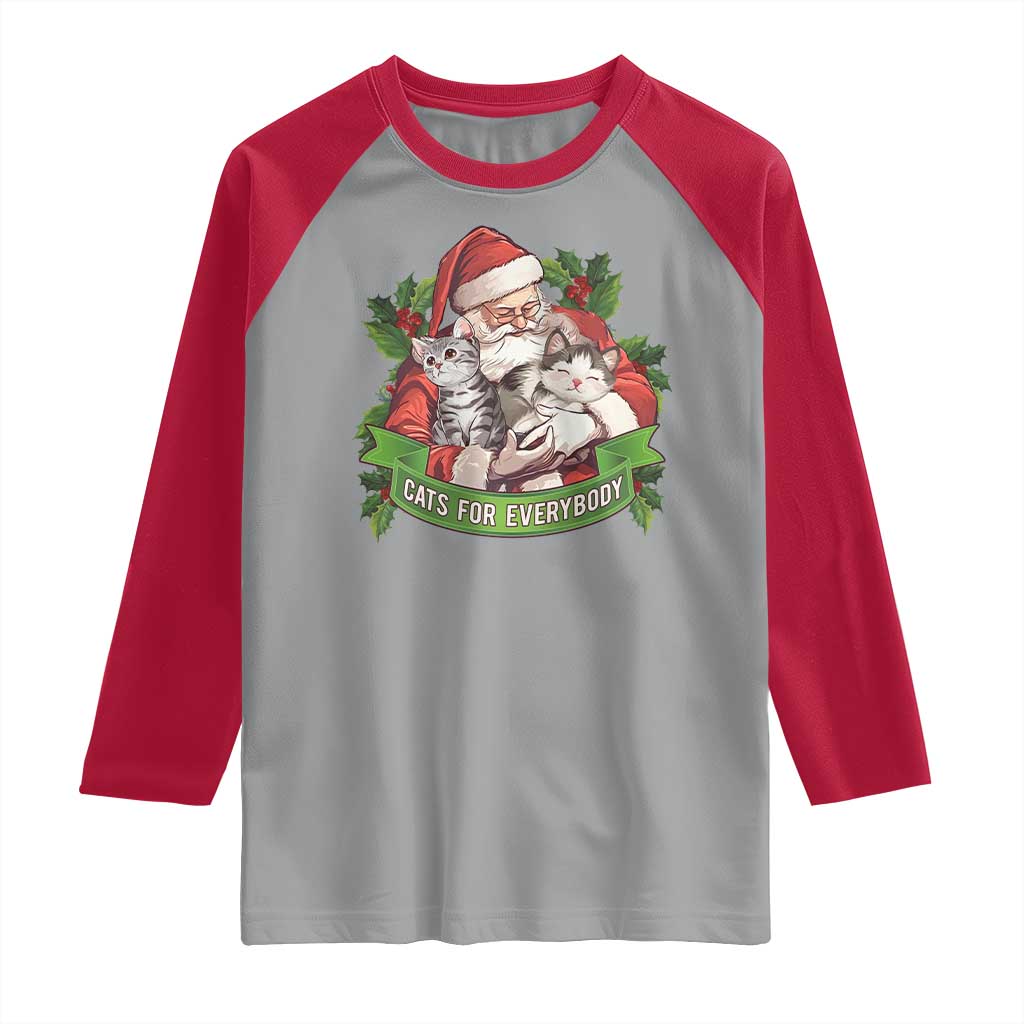 Christmas Cats Owner Raglan Shirt Cats For Everybody Vintage Santa Mistletoe TS11 Sport Gray Red Print Your Wear