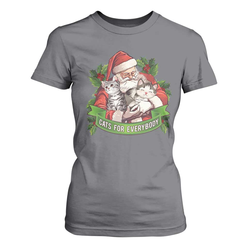 Christmas Cats Owner T Shirt For Women Cats For Everybody Vintage Santa Mistletoe TS11 Charcoal Print Your Wear