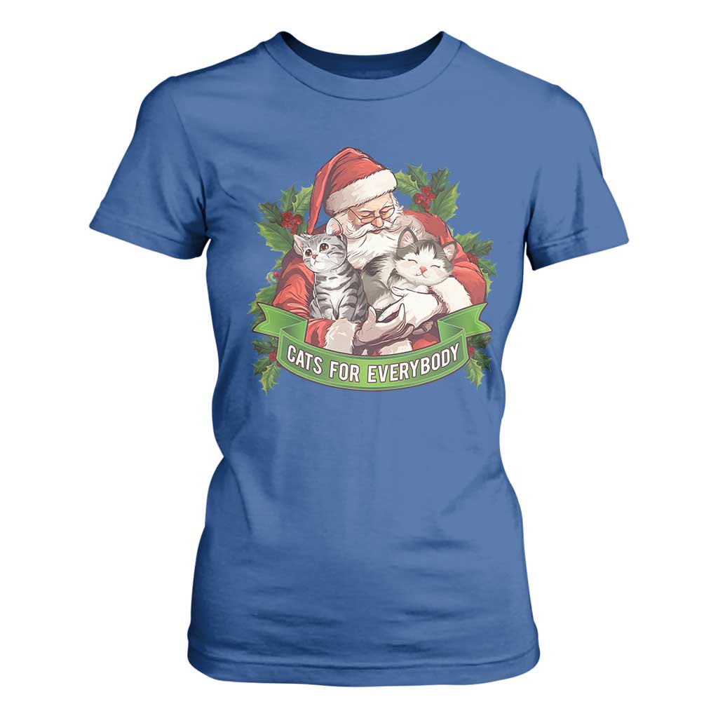 Christmas Cats Owner T Shirt For Women Cats For Everybody Vintage Santa Mistletoe TS11 Royal Blue Print Your Wear