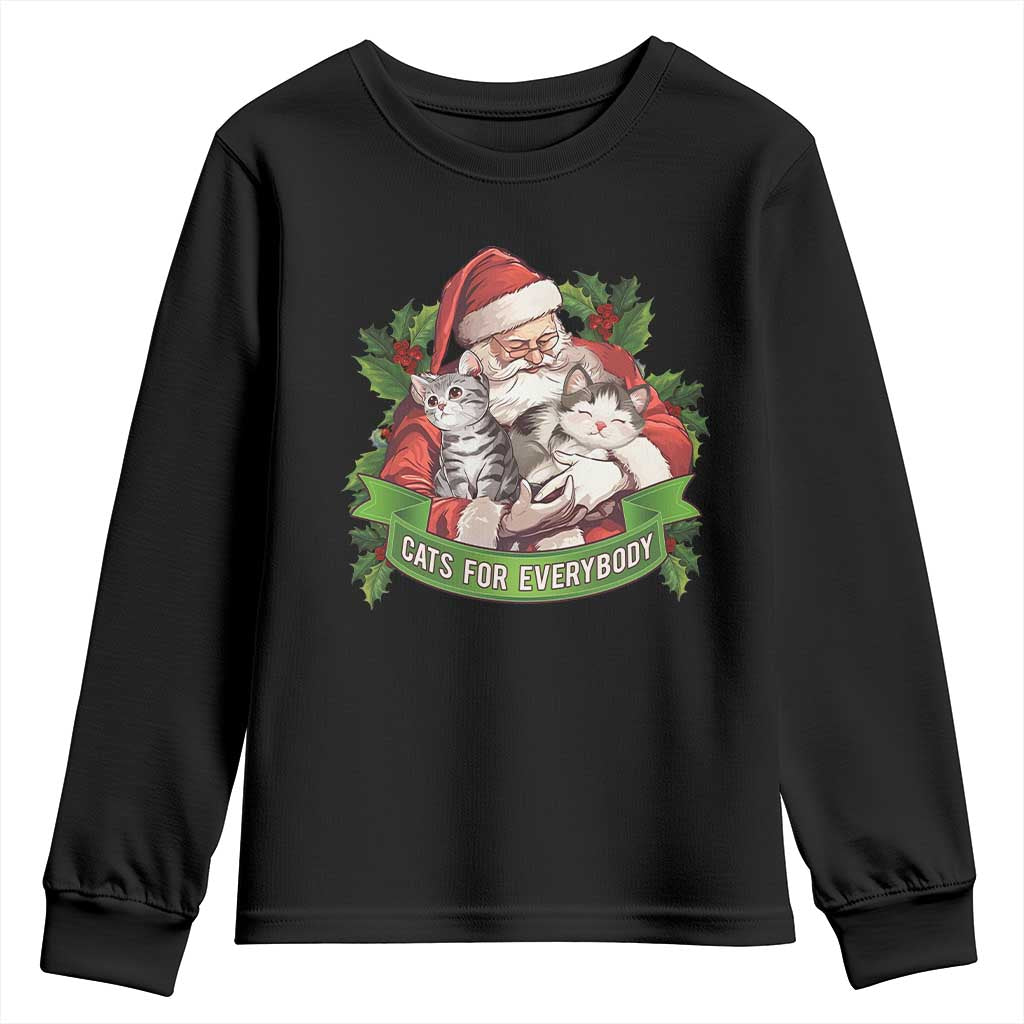 Christmas Cats Owner Youth Sweatshirt Cats For Everybody Vintage Santa Mistletoe TS11 Black Print Your Wear