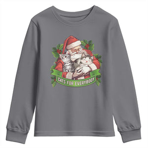 Christmas Cats Owner Youth Sweatshirt Cats For Everybody Vintage Santa Mistletoe TS11 Charcoal Print Your Wear