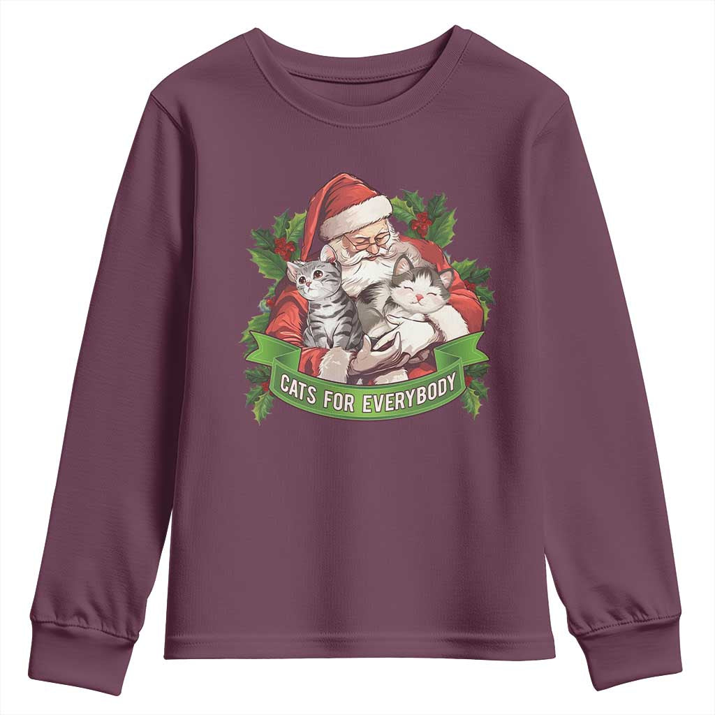 Christmas Cats Owner Youth Sweatshirt Cats For Everybody Vintage Santa Mistletoe TS11 Maroon Print Your Wear