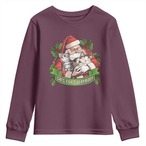 Christmas Cats Owner Youth Sweatshirt Cats For Everybody Vintage Santa Mistletoe TS11 Maroon Print Your Wear