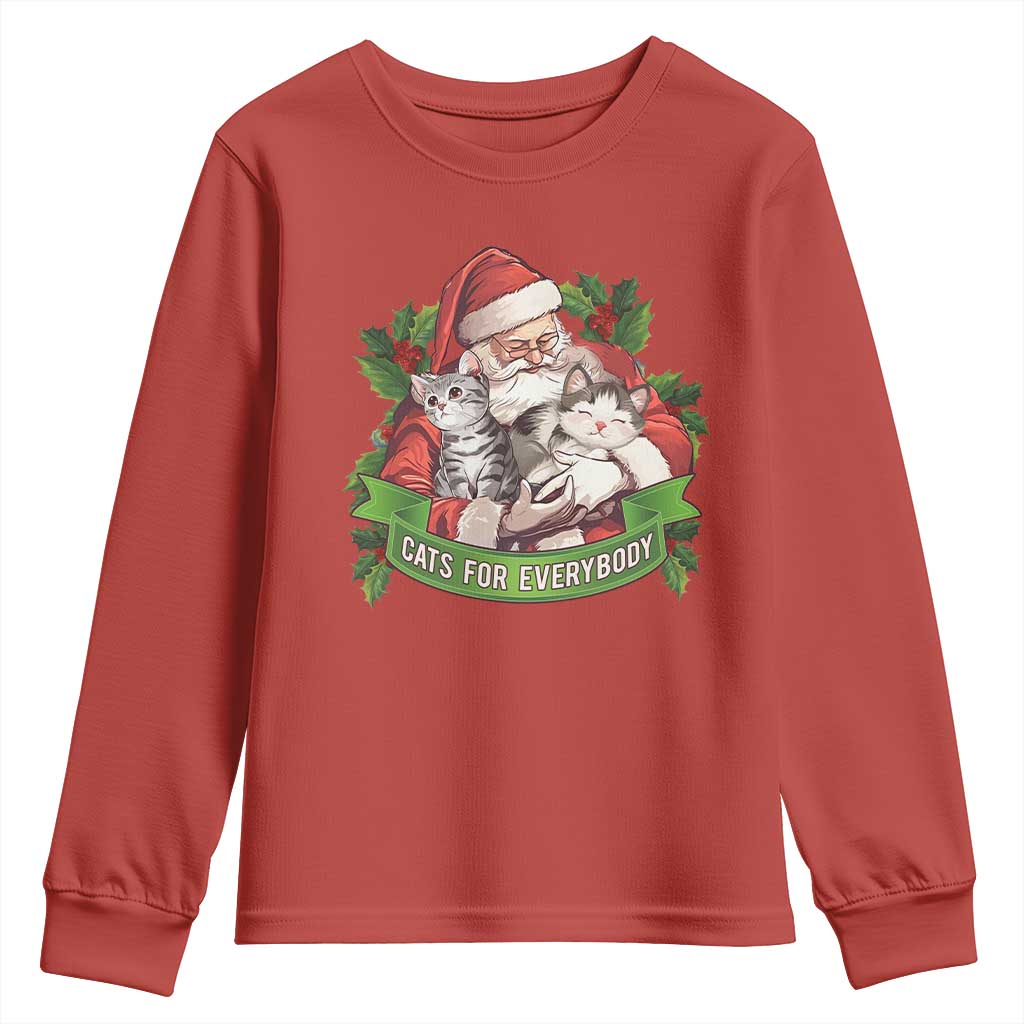 Christmas Cats Owner Youth Sweatshirt Cats For Everybody Vintage Santa Mistletoe TS11 Red Print Your Wear