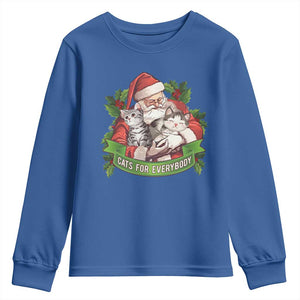 Christmas Cats Owner Youth Sweatshirt Cats For Everybody Vintage Santa Mistletoe TS11 Royal Blue Print Your Wear