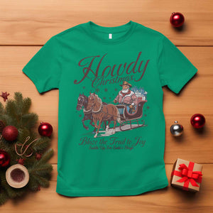 Western Christmas T Shirt Howdy Christmas Blaze The Trail To Joy Cowboy Santa TS11 Irish Green Print Your Wear