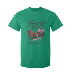 Western Christmas T Shirt For Kid Howdy Christmas Blaze The Trail To Joy Cowboy Santa TS11 Irish Green Print Your Wear