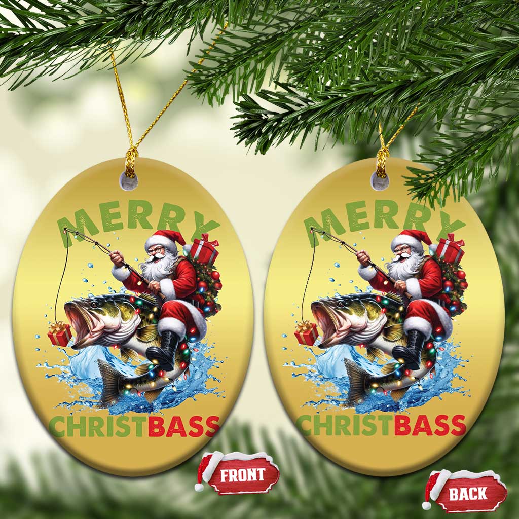 Funny Xmas Fishing Christmas Ornament Merry Christbass Santa Xmas Tree TS11 Oval Gold Print Your Wear