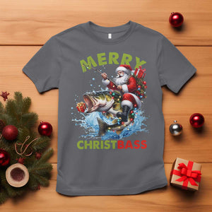 Funny Christmas Fishing T Shirt Merry Christbass Santa Xmas Tree TS11 Charcoal Print Your Wear