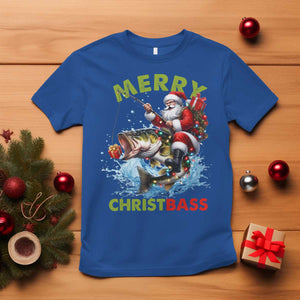 Funny Christmas Fishing T Shirt Merry Christbass Santa Xmas Tree TS11 Royal Blue Print Your Wear