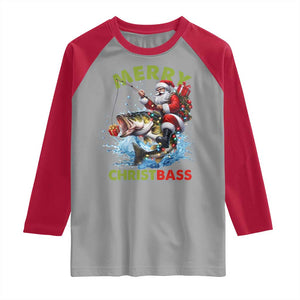 Funny Christmas Fishing Raglan Shirt Merry Christbass Santa Xmas Tree TS11 Sport Gray Red Print Your Wear