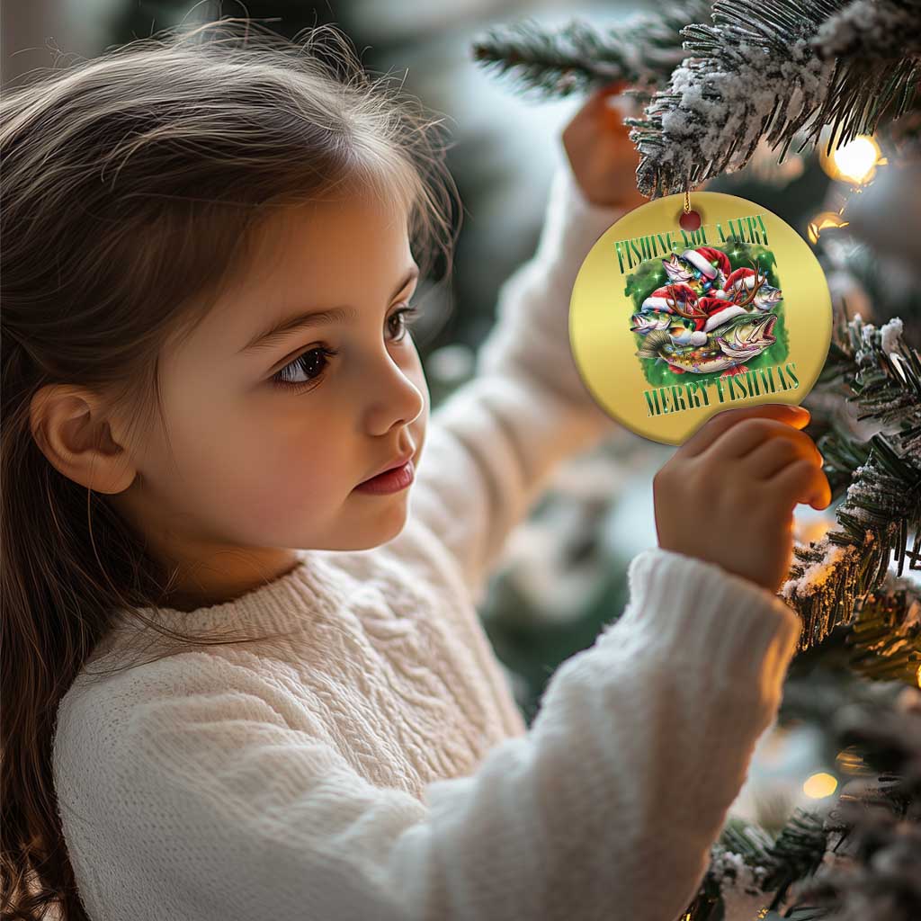 Funny Xmas Christmas Ornament Fishing You A Very Merry Fishmas Santa Hat TS11 Print Your Wear