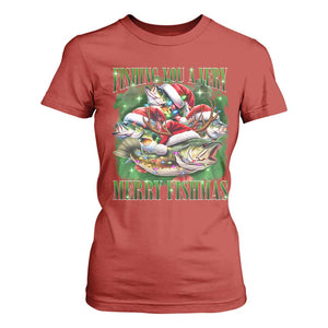 Funny Fishing Christmas T Shirt For Women Fishing You A Very Merry Fishmas Santa Hat TS11 Red Print Your Wear