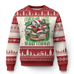 Funny Fishing Christmas Ugly Christmas Sweater Fishing You A Very Merry Fishmas Santa Hat TS11 Red Print Your Wear