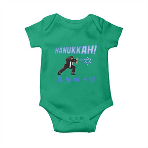 Funny Hanukkah Arcade Game Baby Onesie Jewish Fighter Menorah Star Of David TS11 Irish Green Print Your Wear