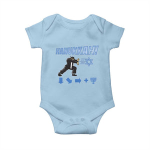 Funny Hanukkah Arcade Game Baby Onesie Jewish Fighter Menorah Star Of David TS11 Light Blue Print Your Wear