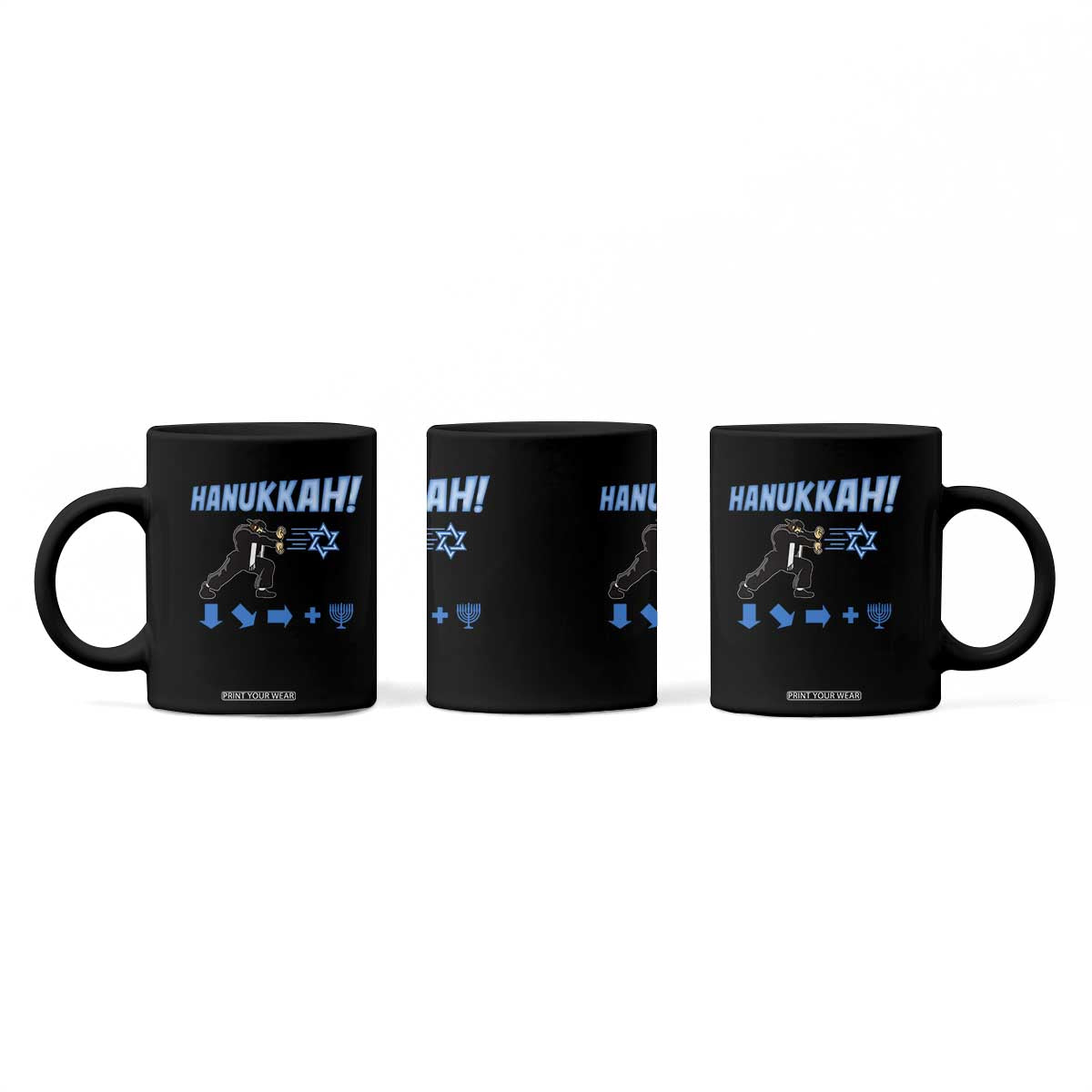 Funny Hanukkah Arcade Game Coffee Mug Jewish Fighter Menorah Star Of David TS11 Print Your Wear
