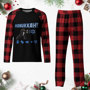 Funny Hanukkah Arcade Game Plaid Pajama Set Jewish Fighter Menorah Star Of David TS11 Buffalo Plaid Print Your Wear
