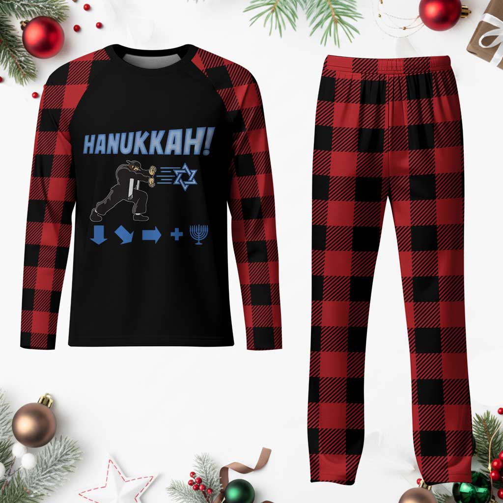 Funny Hanukkah Arcade Game Plaid Pajama Set Jewish Fighter Menorah Star Of David TS11 Buffalo Plaid Print Your Wear