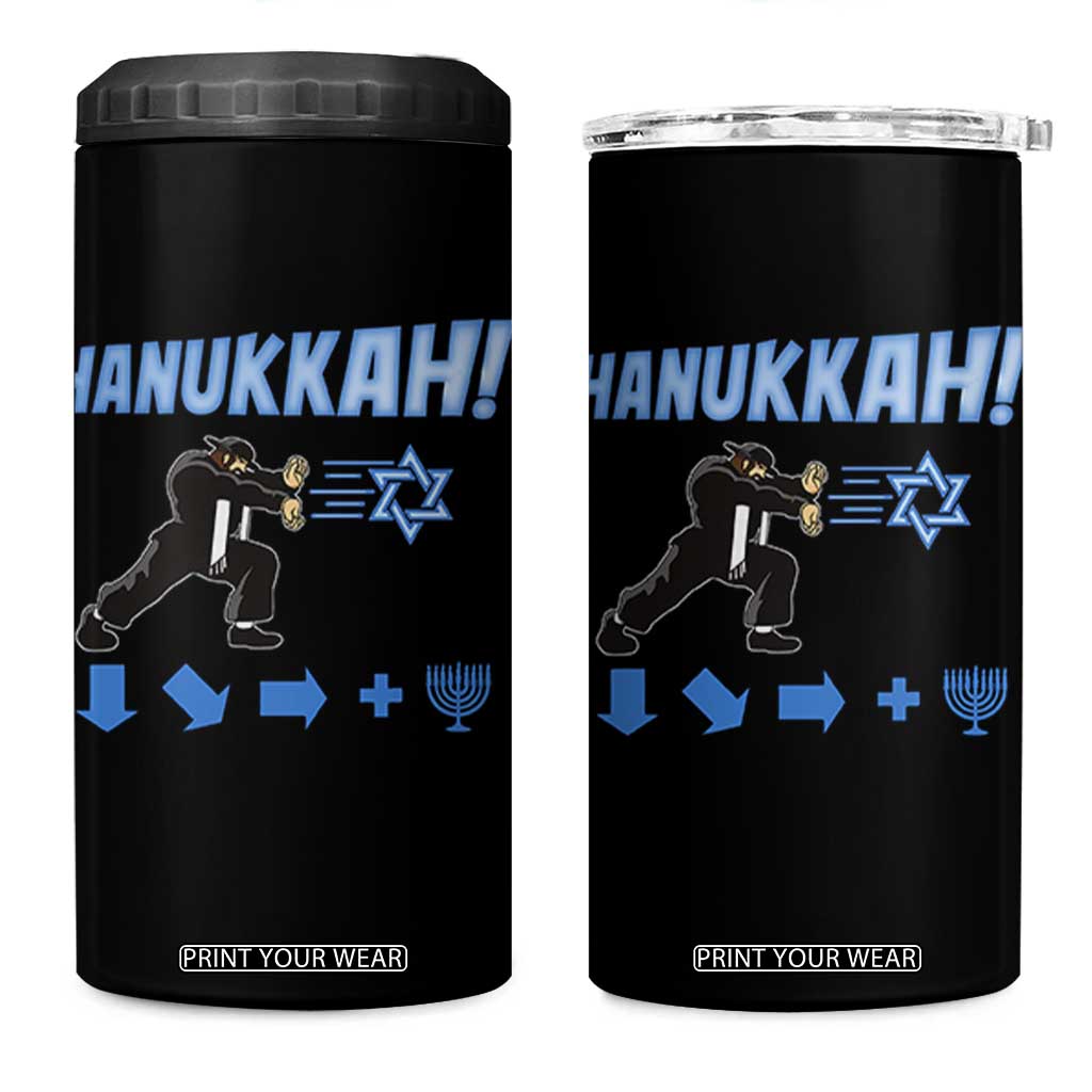 Funny Hanukkah Arcade Game 4 in 1 Can Cooler Tumbler Jewish Fighter Menorah Star Of David TS11 One Size: 16 oz Black Print Your Wear