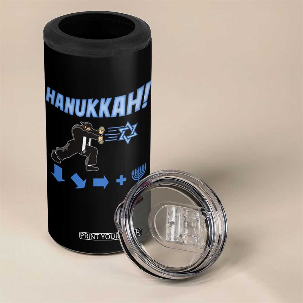 Funny Hanukkah Arcade Game 4 in 1 Can Cooler Tumbler Jewish Fighter Menorah Star Of David TS11 Print Your Wear