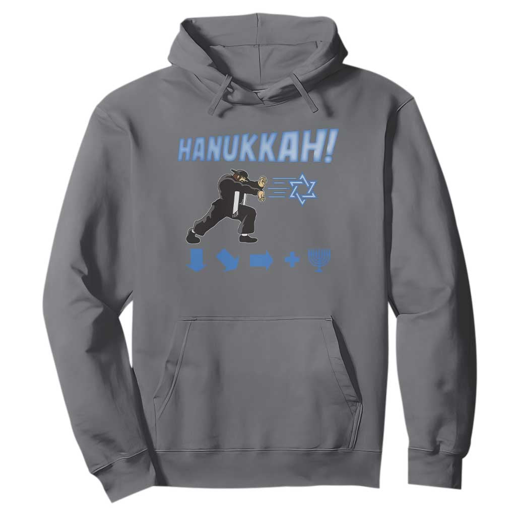 Funny Hanukkah Arcade Game Hoodie Jewish Fighter Menorah Star Of David TS11 Charcoal Print Your Wear