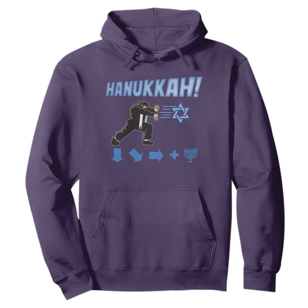 Funny Hanukkah Arcade Game Hoodie Jewish Fighter Menorah Star Of David TS11 Purple Print Your Wear