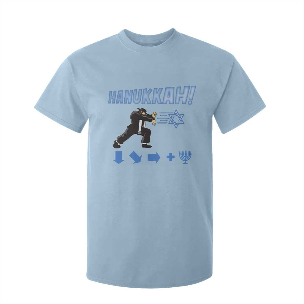 Funny Hanukkah Arcade Game T Shirt For Kid Jewish Fighter Menorah Star Of David TS11 Light Blue Print Your Wear
