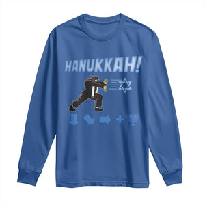 Funny Hanukkah Arcade Game Long Sleeve Shirt Jewish Fighter Menorah Star Of David TS11 Royal Blue Print Your Wear
