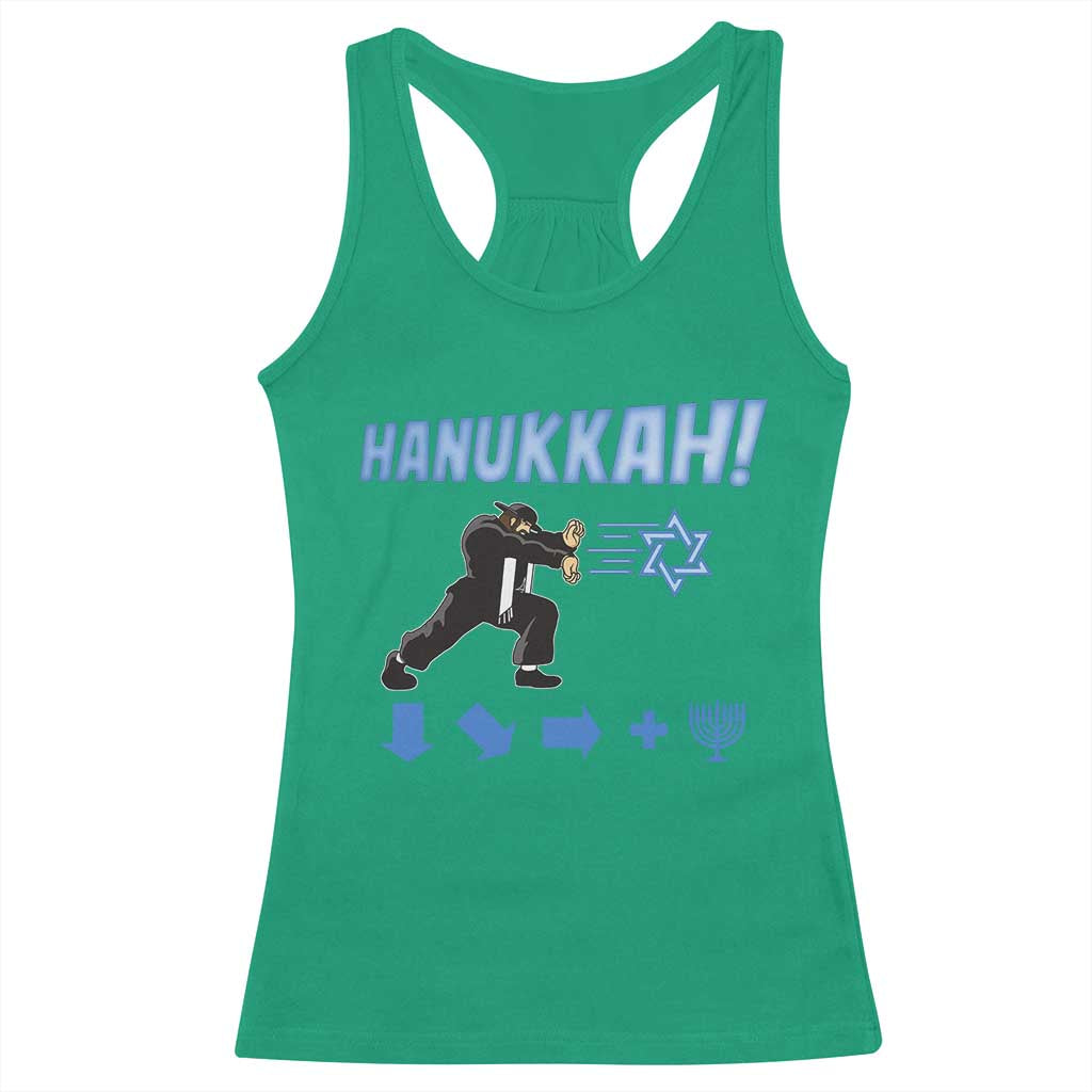 Funny Hanukkah Arcade Game Racerback Tank Top Jewish Fighter Menorah Star Of David TS11 Irish Green Print Your Wear