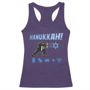 Funny Hanukkah Arcade Game Racerback Tank Top Jewish Fighter Menorah Star Of David TS11 Purple Print Your Wear