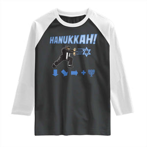 Funny Hanukkah Arcade Game Raglan Shirt Jewish Fighter Menorah Star Of David TS11 Black White Print Your Wear