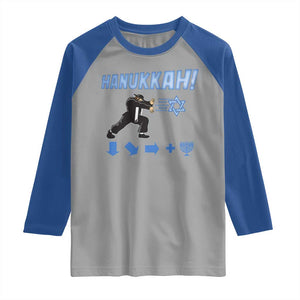 Funny Hanukkah Arcade Game Raglan Shirt Jewish Fighter Menorah Star Of David TS11 Sport Gray Royal Print Your Wear