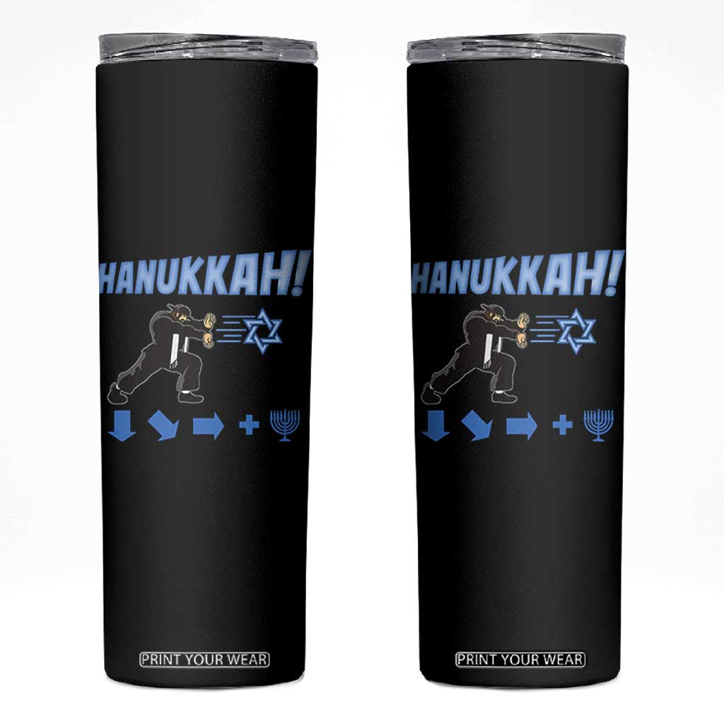 Funny Hanukkah Arcade Game Skinny Tumbler Jewish Fighter Menorah Star Of David TS11 Black Print Your Wear