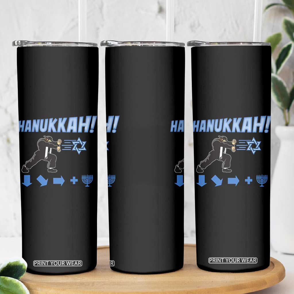 Funny Hanukkah Arcade Game Skinny Tumbler Jewish Fighter Menorah Star Of David TS11 Print Your Wear