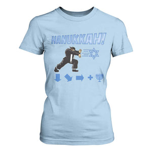 Funny Hanukkah Arcade Game T Shirt For Women Jewish Fighter Menorah Star Of David TS11 Light Blue Print Your Wear