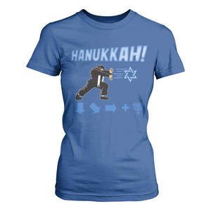Funny Hanukkah Arcade Game T Shirt For Women Jewish Fighter Menorah Star Of David TS11 Royal Blue Print Your Wear