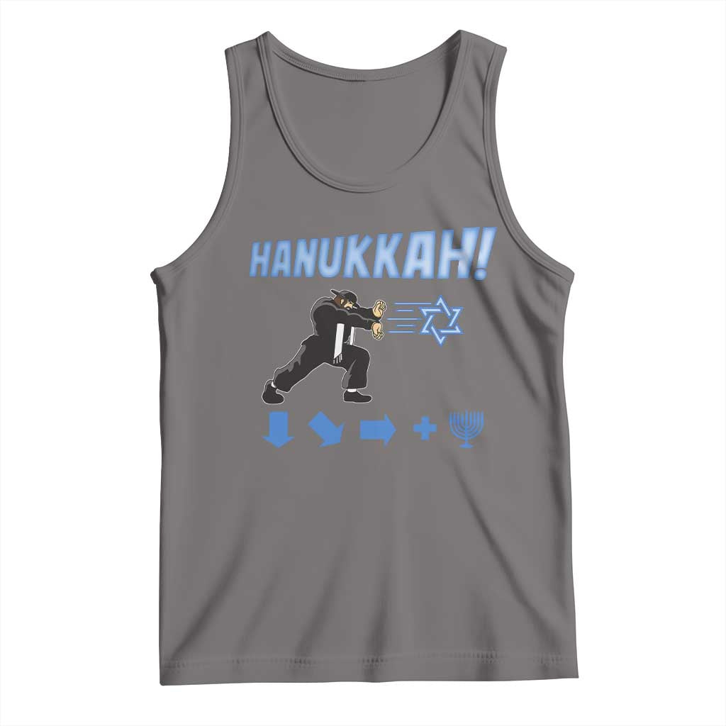 Funny Hanukkah Arcade Game Tank Top Jewish Fighter Menorah Star Of David TS11 Deep Heather Print Your Wear