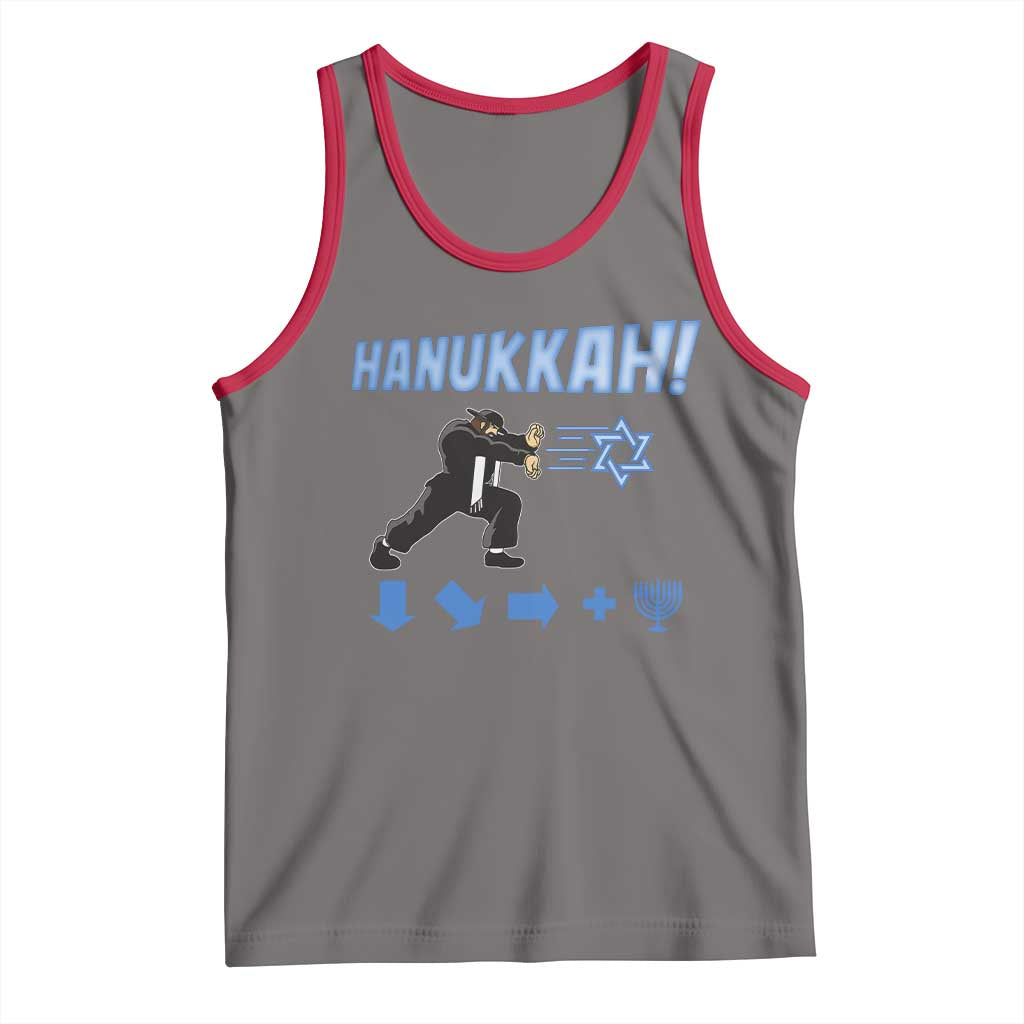 Funny Hanukkah Arcade Game Tank Top Jewish Fighter Menorah Star Of David TS11 Deep Heather Red Print Your Wear