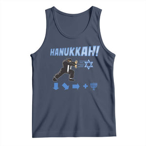 Funny Hanukkah Arcade Game Tank Top Jewish Fighter Menorah Star Of David TS11 Navy Print Your Wear