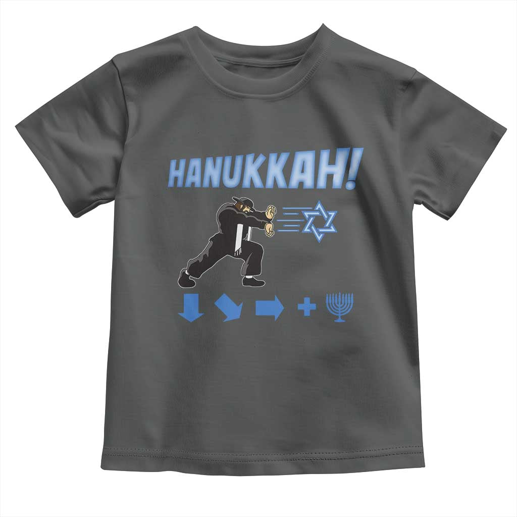Funny Hanukkah Arcade Game Toddler T Shirt Jewish Fighter Menorah Star Of David TS11 Dark Heather Print Your Wear