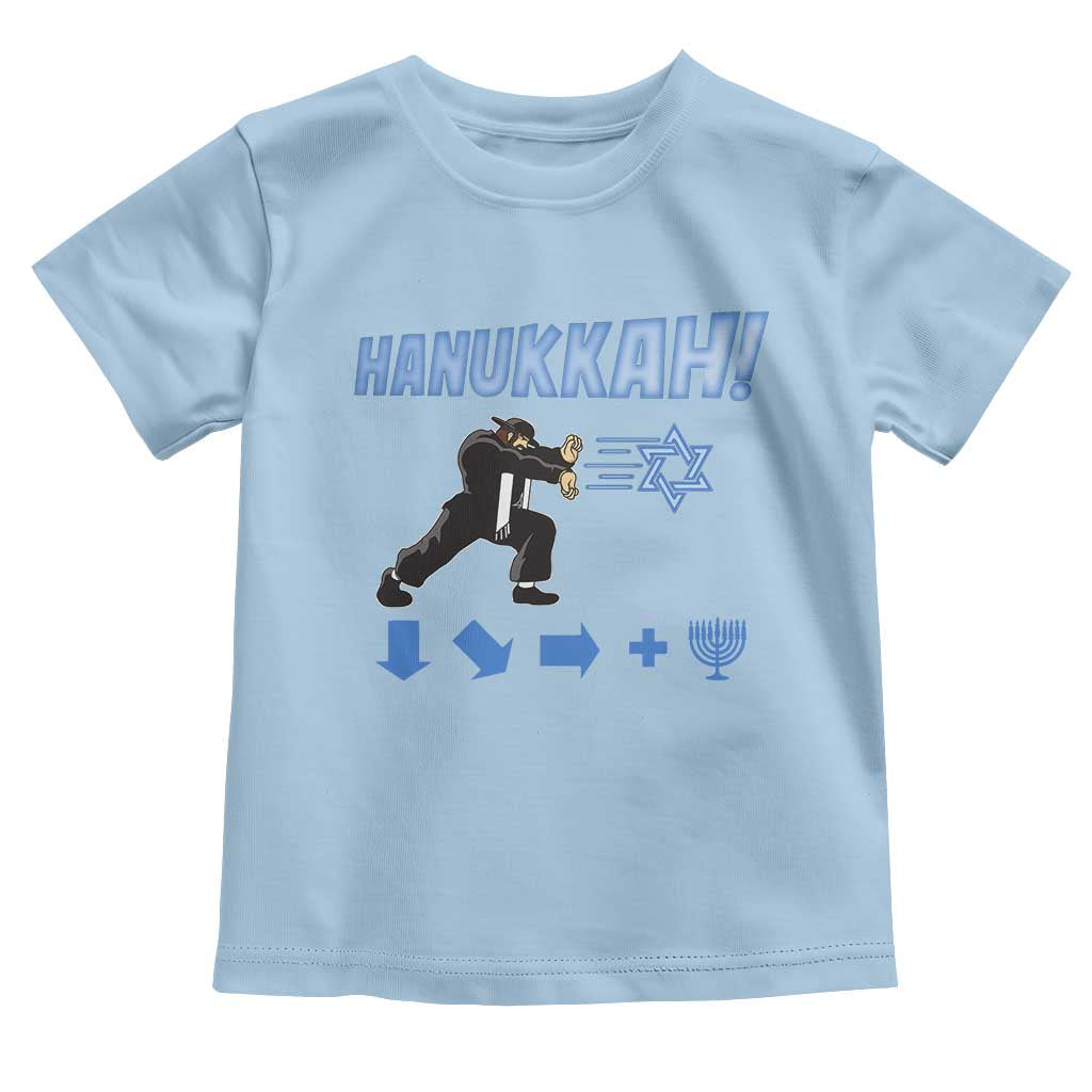 Funny Hanukkah Arcade Game Toddler T Shirt Jewish Fighter Menorah Star Of David TS11 Light Blue Print Your Wear