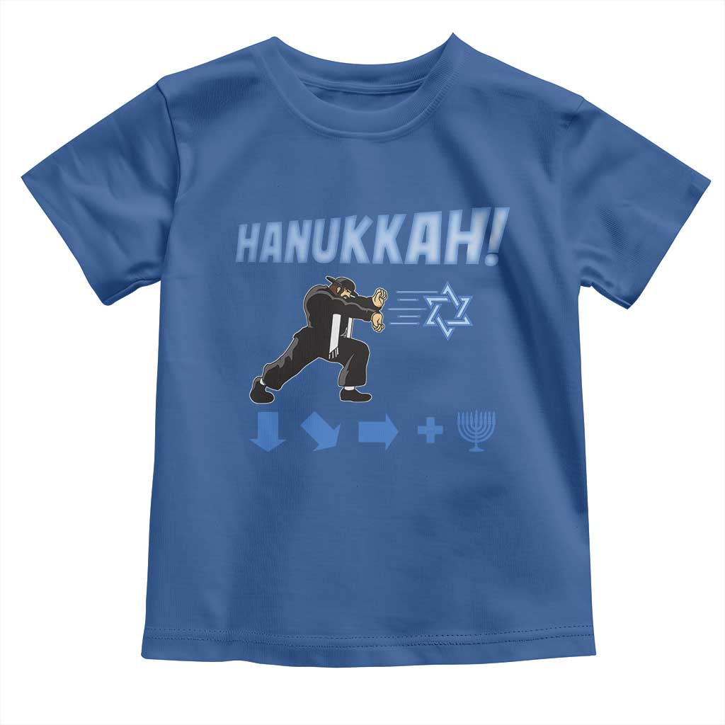 Funny Hanukkah Arcade Game Toddler T Shirt Jewish Fighter Menorah Star Of David TS11 Royal Blue Print Your Wear