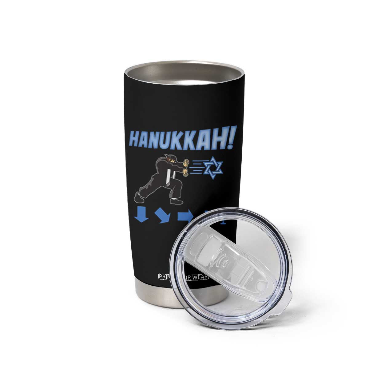 Funny Hanukkah Arcade Game Tumbler Cup Jewish Fighter Menorah Star Of David TS11 Print Your Wear