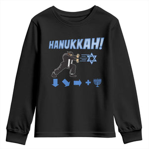 Funny Hanukkah Arcade Game Youth Sweatshirt Jewish Fighter Menorah Star Of David TS11 Black Print Your Wear