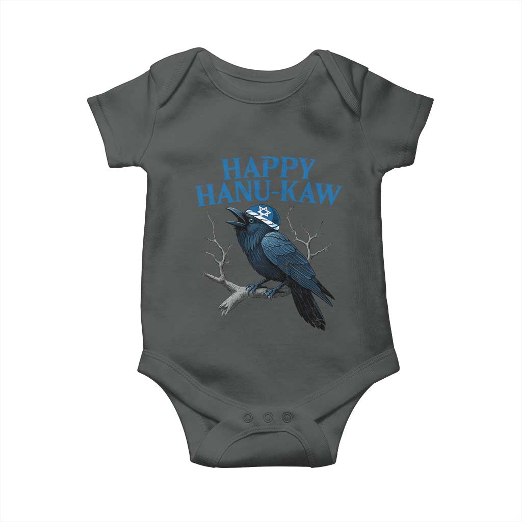 Funny Hanukkah Crow Baby Onesie Happy Hanukaw Jewish Holiday TS11 Dark Heather Print Your Wear