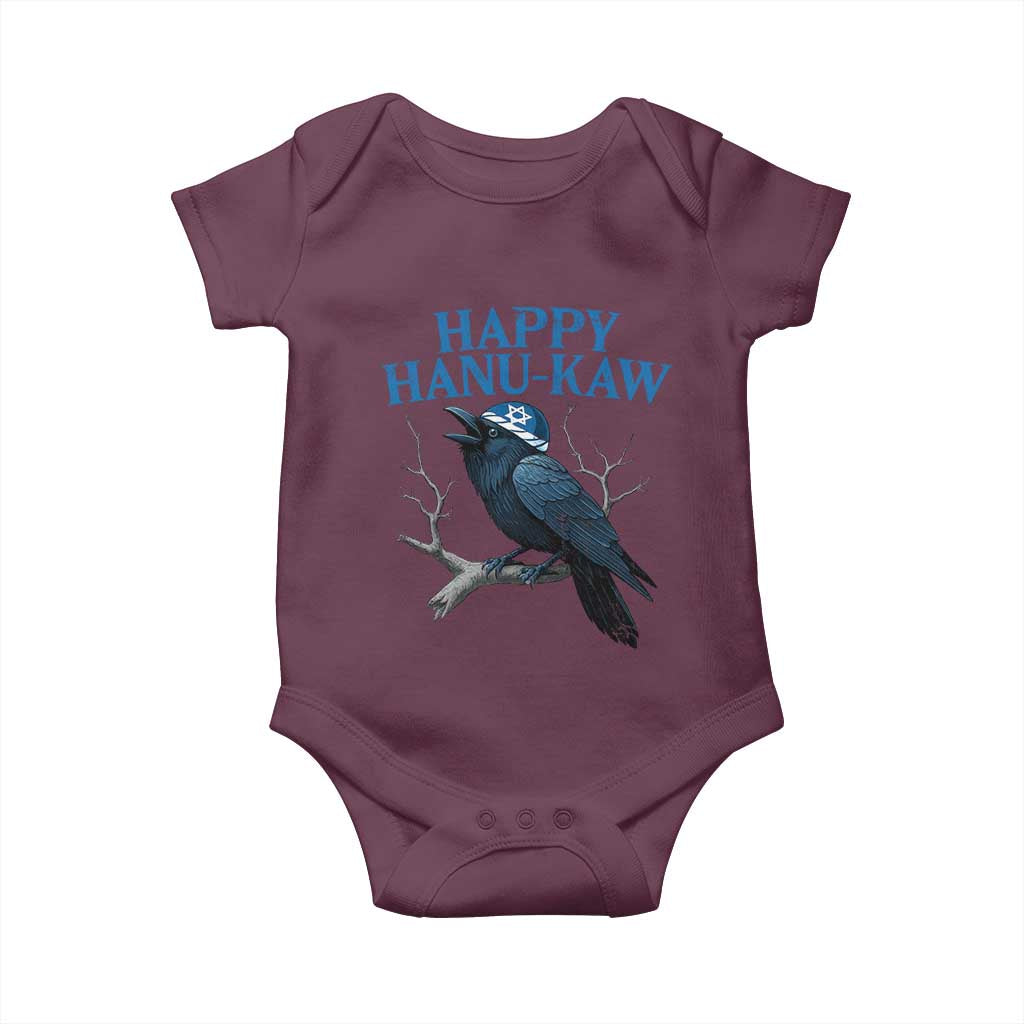 Funny Hanukkah Crow Baby Onesie Happy Hanukaw Jewish Holiday TS11 Maroon Print Your Wear