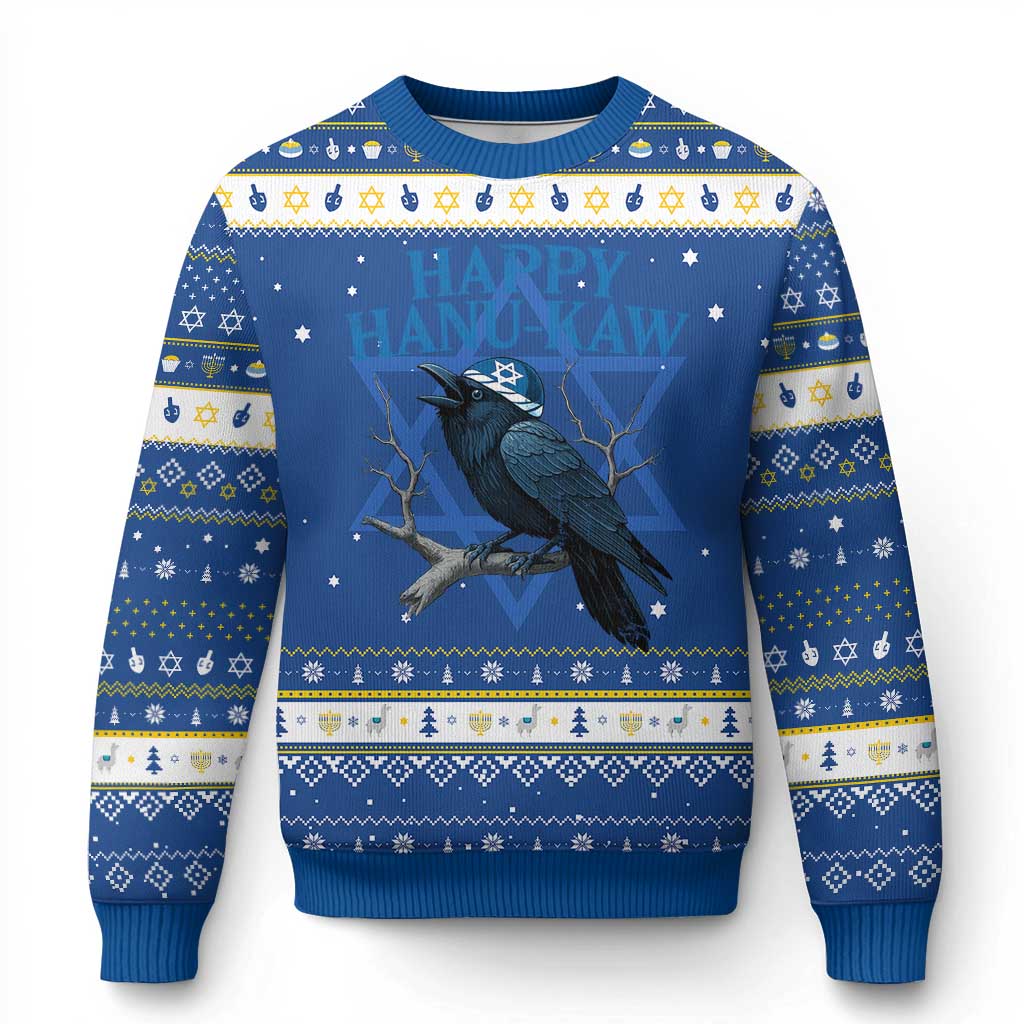 Funny Hanukkah Crow Hanukkah Ugly Sweater Happy Hanukaw Jewish Holiday TS11 Blue White Print Your Wear